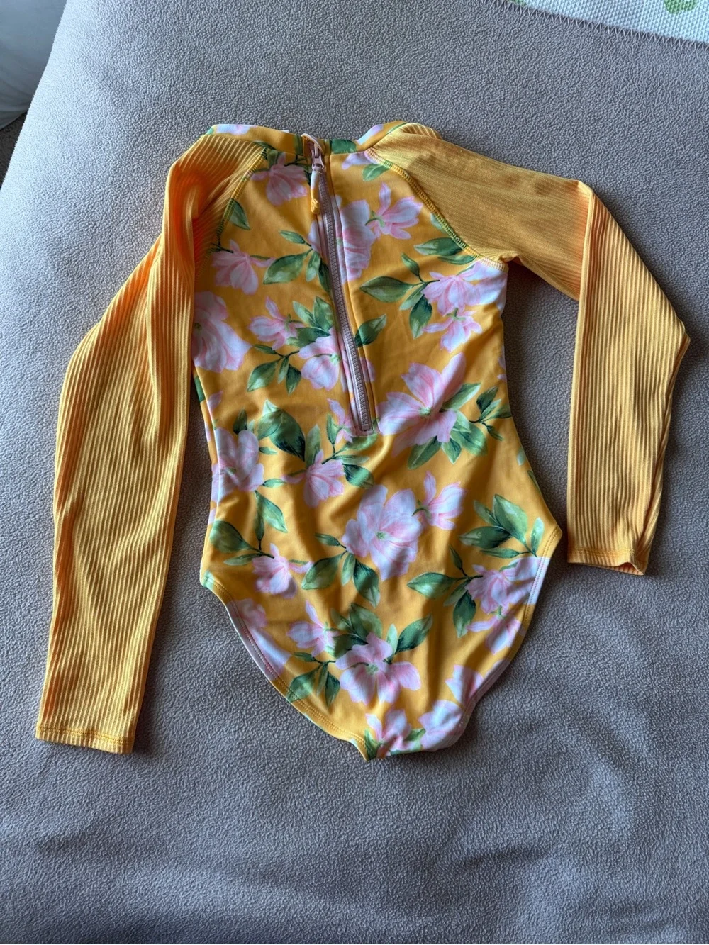 GUC Art Class Girls Floral Long Sleeve Rashguard Swimsuit - Size L 10/12